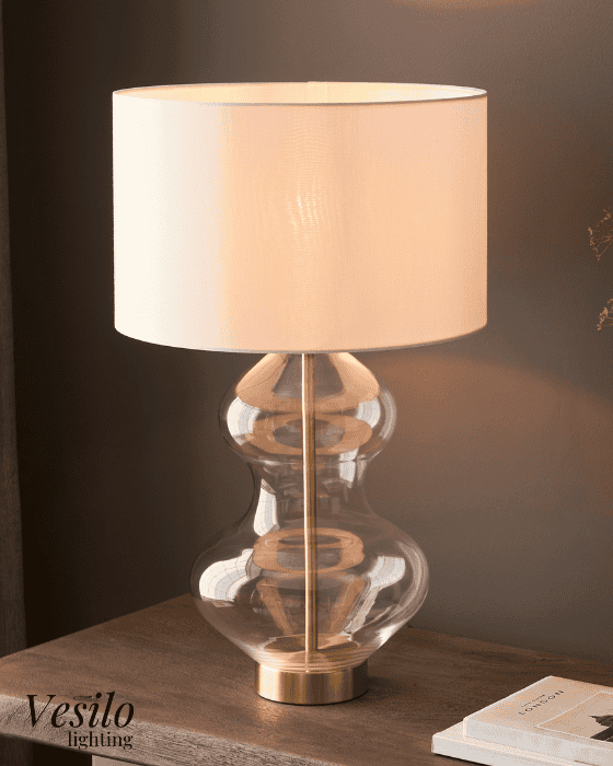 Vesilo Lighting Opulent Bright Nickel & Shaped Glass Touch Table Lamp