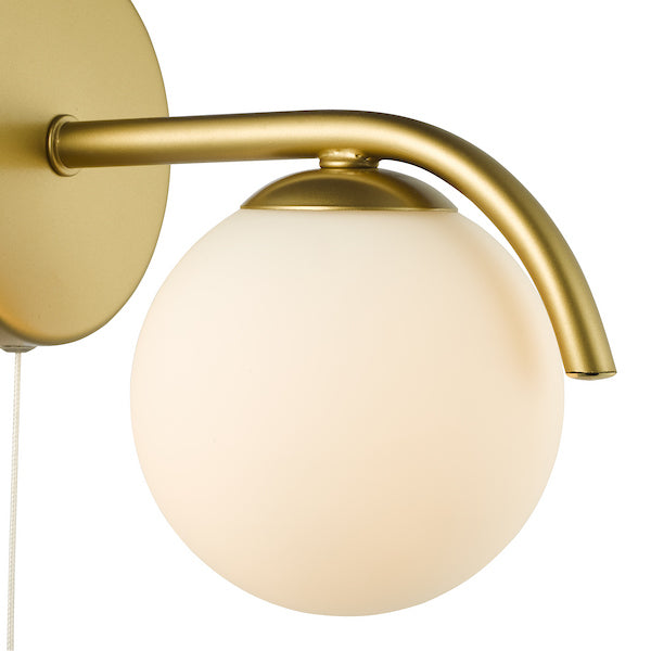 Dar Lighting Orlena Satin Gold & Opal Glass Wall Light