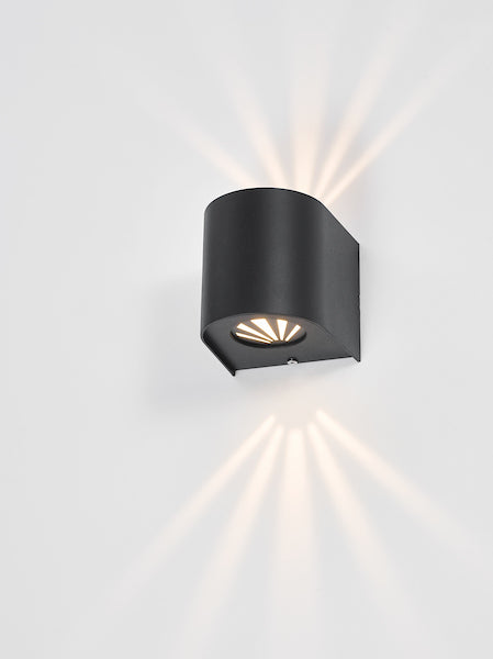 Dar Lighting Orville Outdoor 2 Light Matt Black LED IP44 Wall Light