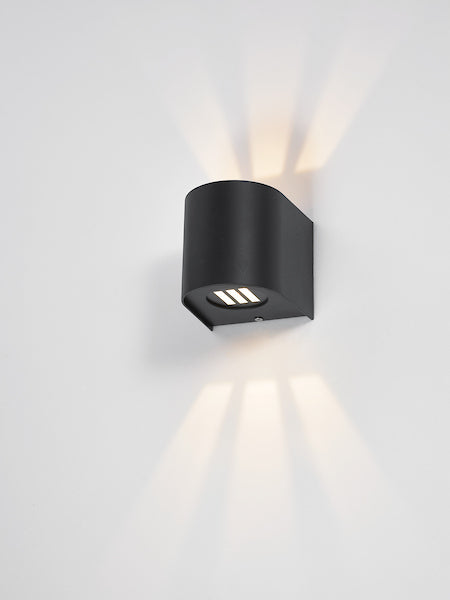 Dar Lighting Orville Outdoor 2 Light Matt Black LED IP44 Wall Light