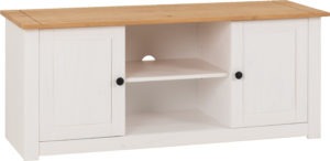 Panama 2 Door 1 Shelf White & Natural Wax Flat Screen TV Unit