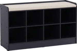 Portland Navy & Cream Fabric Shoe Bench