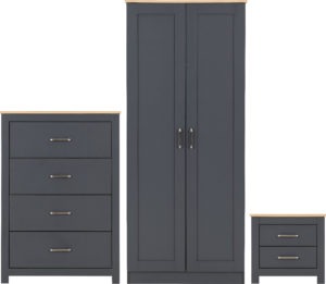 Portland Grey & Oak Effect Bedroom Trio