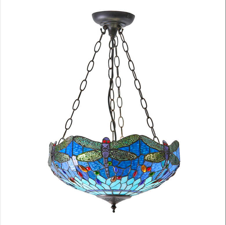 Tiffany Dragonfly Blue Medium Inverted 3lt Pendant