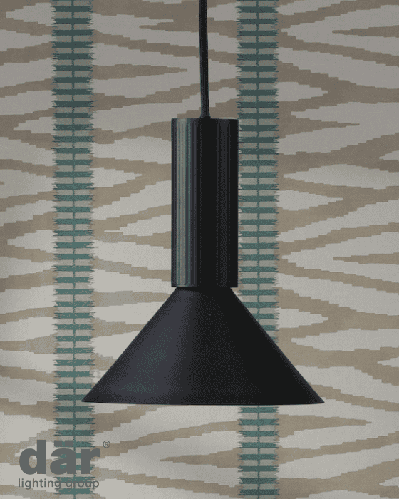 Dar Lighting Ragnar Satin Black Pendant/Wall Light