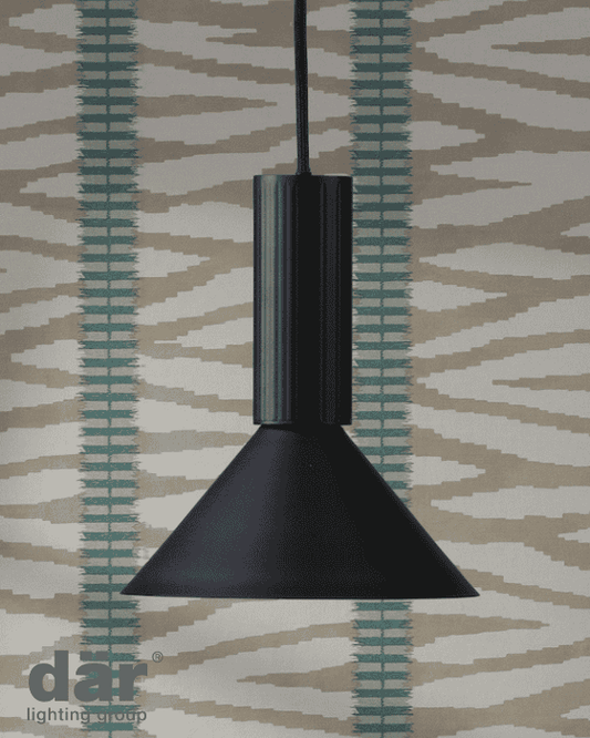 Dar Lighting Ragnar Satin Black Pendant/Wall Light