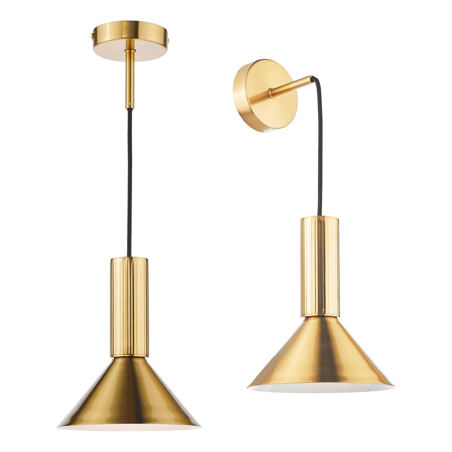 Dar Lighting Ragnar Natural Brass Pendant/Wall Light