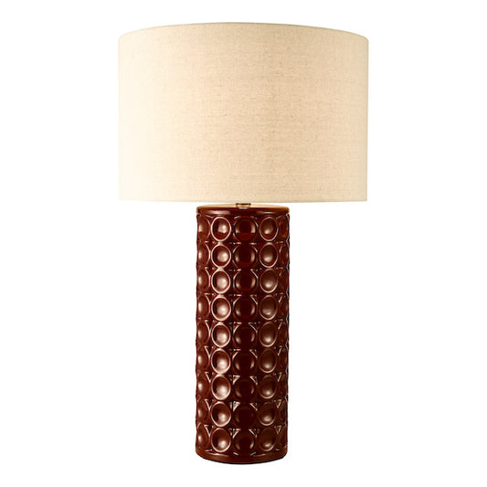 Dar Lighting Raja Red Ceramic & Antique Bronze Table Lamp With Shade