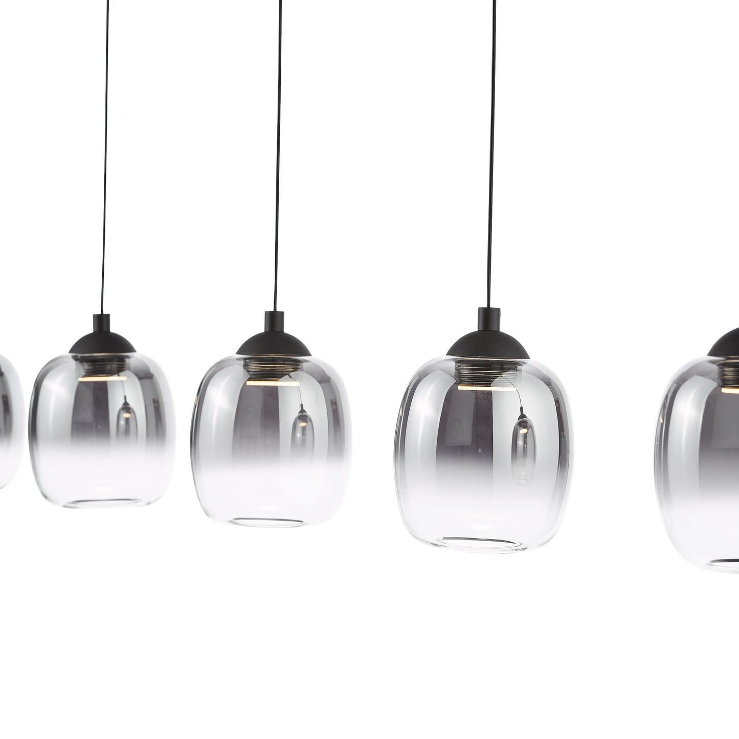 Dar Lighting Ramona 5 Light Matt Black & Smoked Ombre Glass LED Bar Pendant