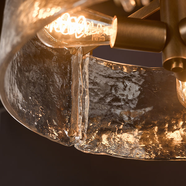 Dar Lighting Ravis 3 Light Antique Bronze & Textured Glass Pendant