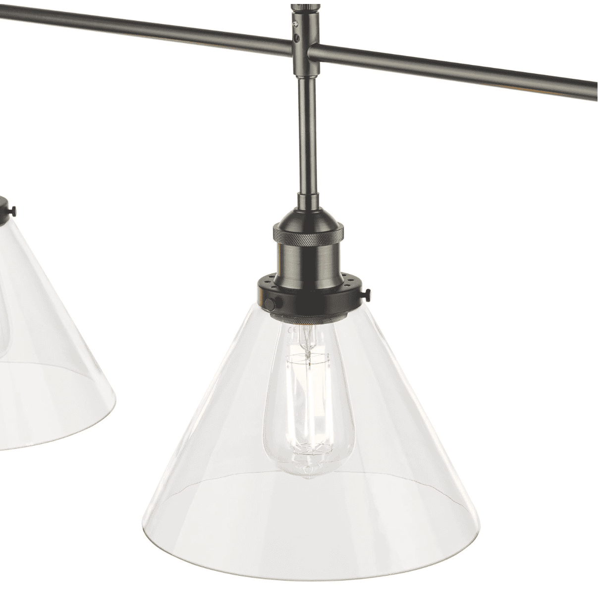 Dar Lighting Ray 3 Light Antique Nickel & Clear Glass Bar Pendant