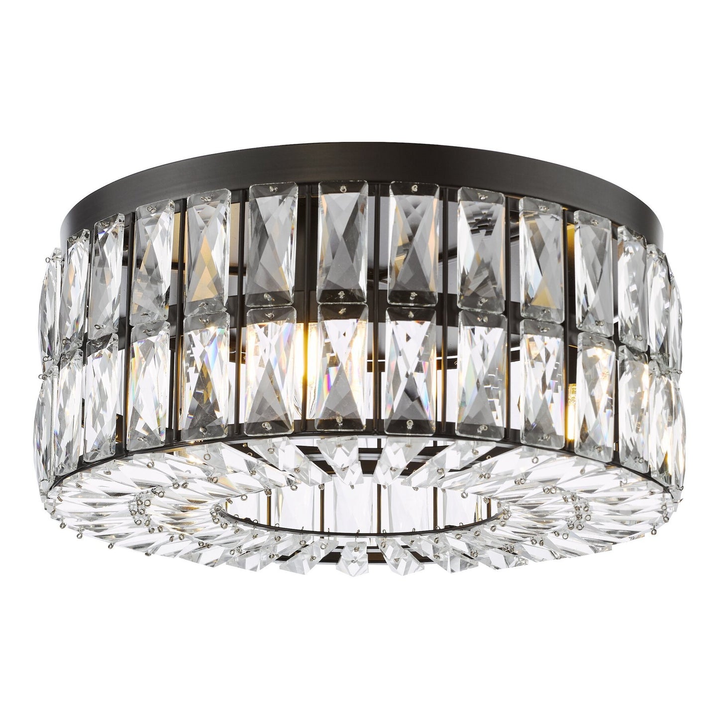 Dar Lighting Relena 4 Light Matt Black & Crystal Flush