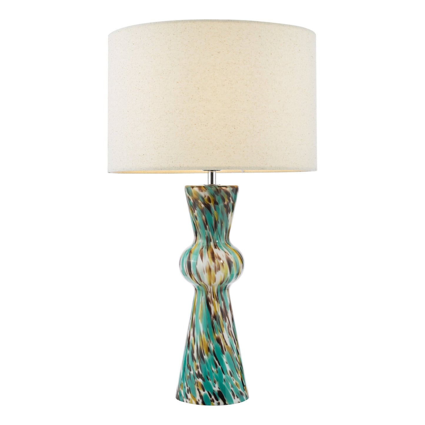 Dar Lighting Rheneas Blue Art Glass & Polished Chrome Table Lamp With Shade