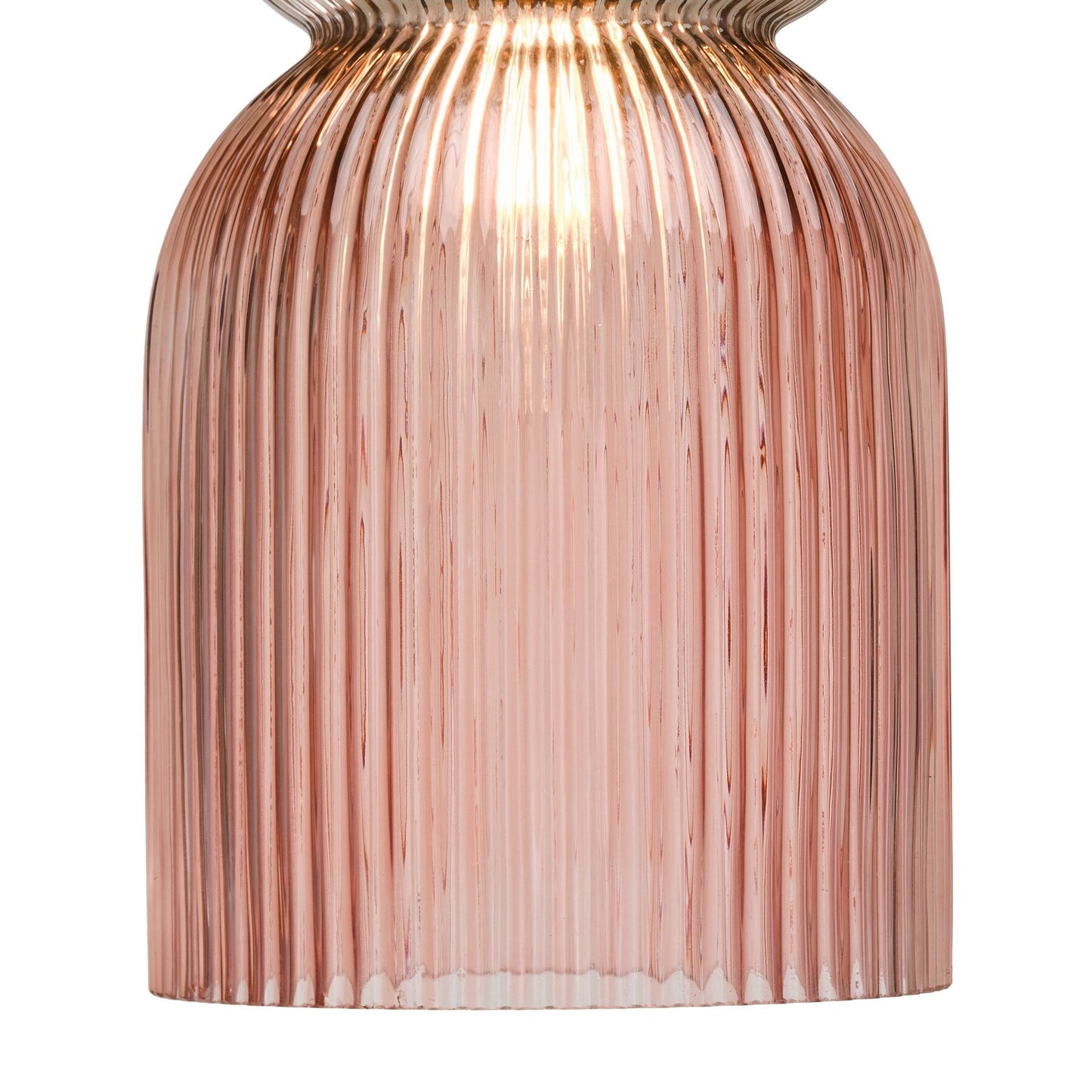 Dar Lighting Rhubarb Pink & Green Ribbed Glass Pendant