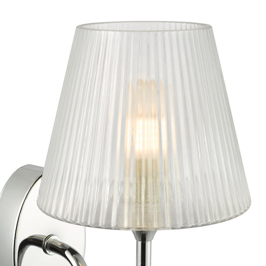 Dar Lighting Rimaz Bathroom Polished Chrome & Ribbed Glass IP44 Wall Light