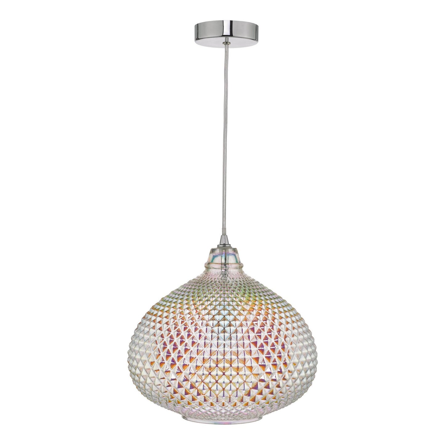 Dar Lighting Roisin Glass & Polished Chrome Pendant