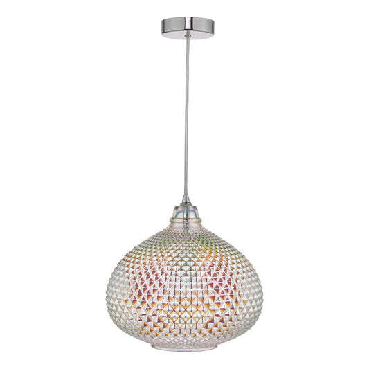 Dar Lighting Roisin Glass & Polished Chrome Pendant