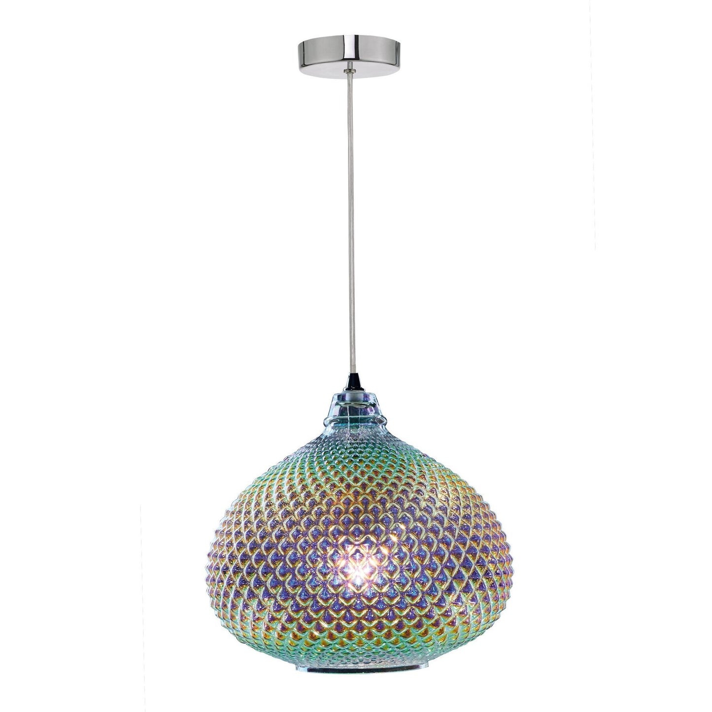 Dar Lighting Roisin Glass & Polished Chrome Pendant