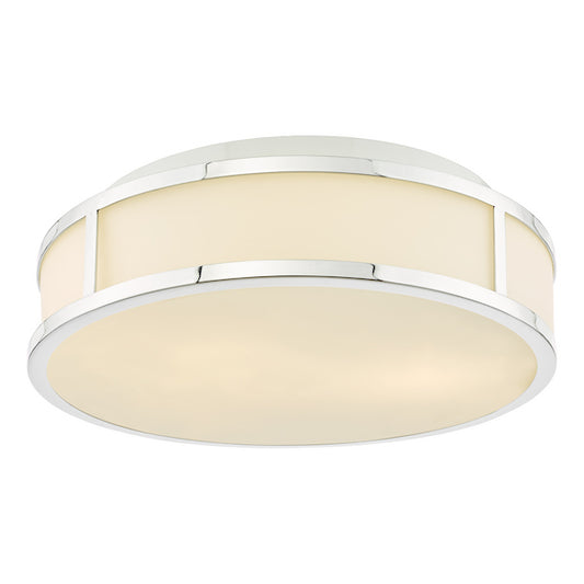 Dar Lighting Royce 2 Light Bathroom Polished Chrome & Opal Glass IP44 Flush