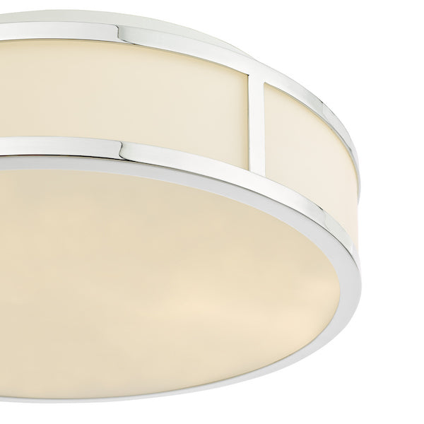 Dar Lighting Royce 2 Light Bathroom Polished Chrome & Opal Glass IP44 Flush