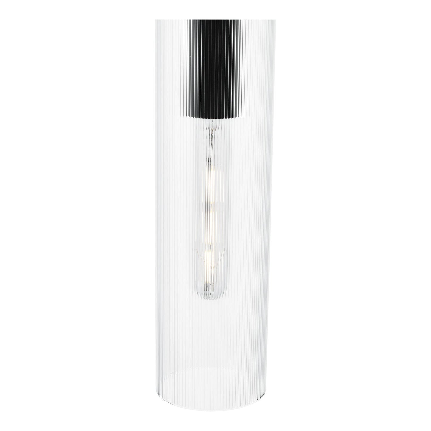 Dar Lighting Ruben Satin Black & Ribbed Glass Pendant