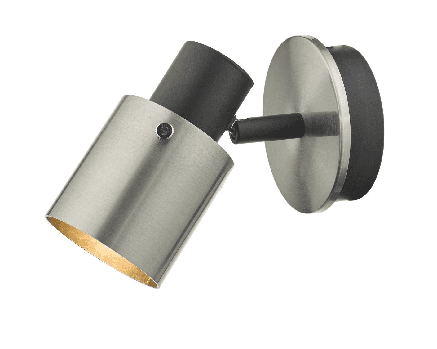 Dar Lighting Ryan Single Brushed Nickel & Matt Black Wall Spotlight
