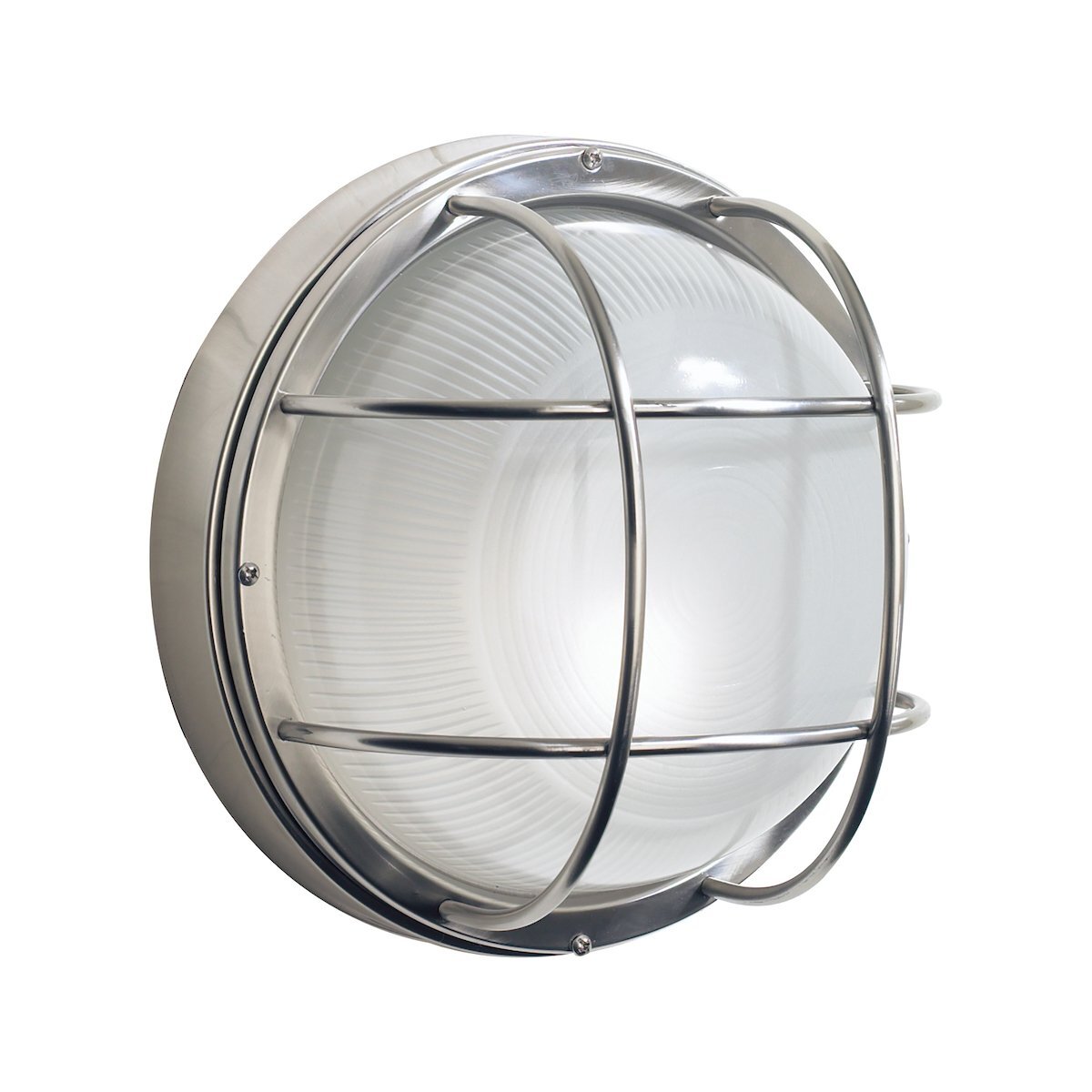 Dar Lighting Salcombe Outdoor IP44 Round Stainless Steel Glass Wall Light