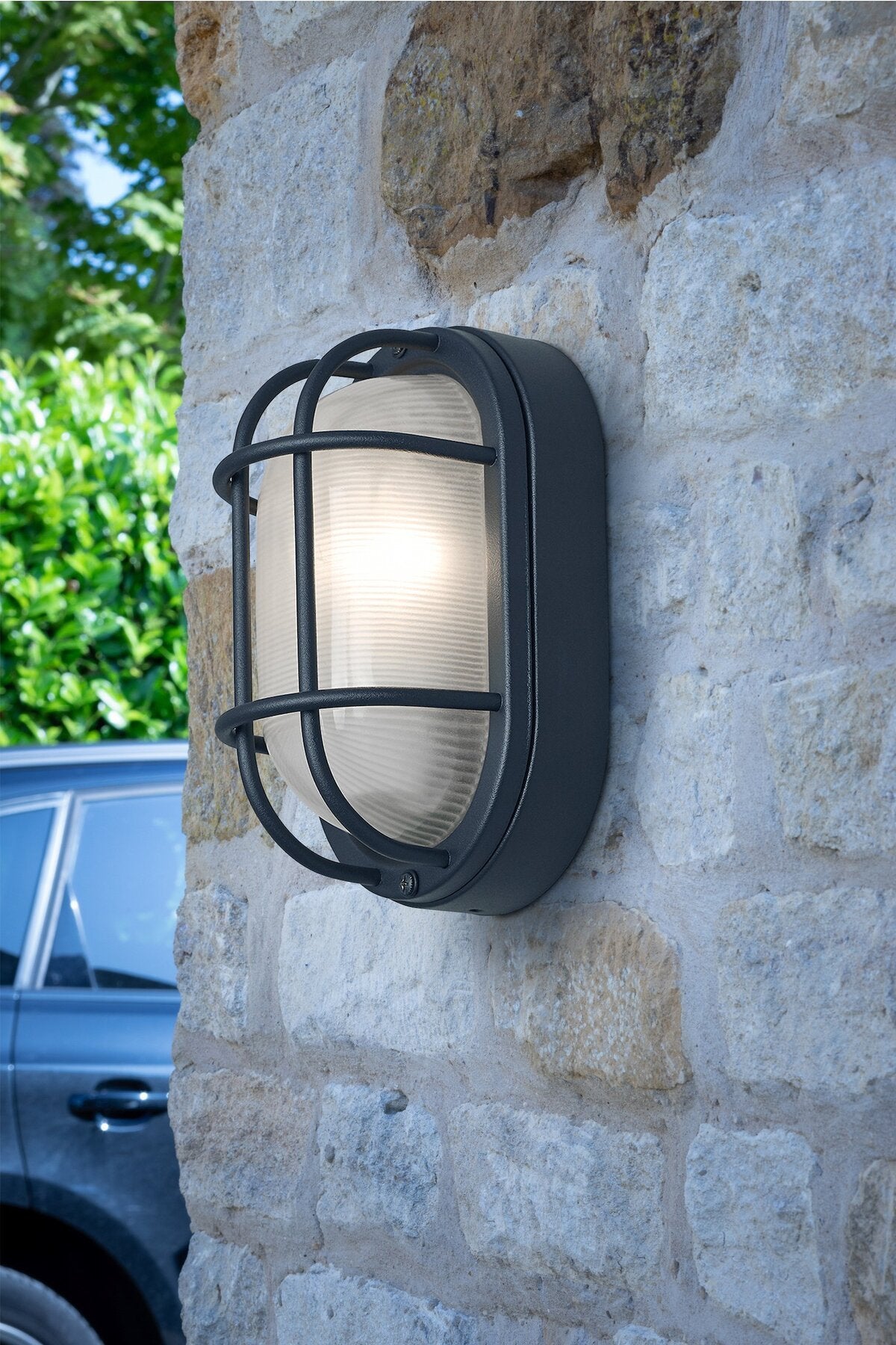 Dar Lighting Salcombe Outdoor IP44 Oval Matt Black Wall Light
