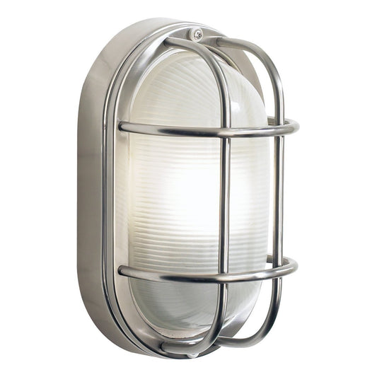 Dar Lighting Salcombe Outdoor IP44 Oval Stainless Steel Glass Wall Light
