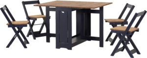 Santos Butterfly Navy Blue & Distressed Waxed Pine Dining Set