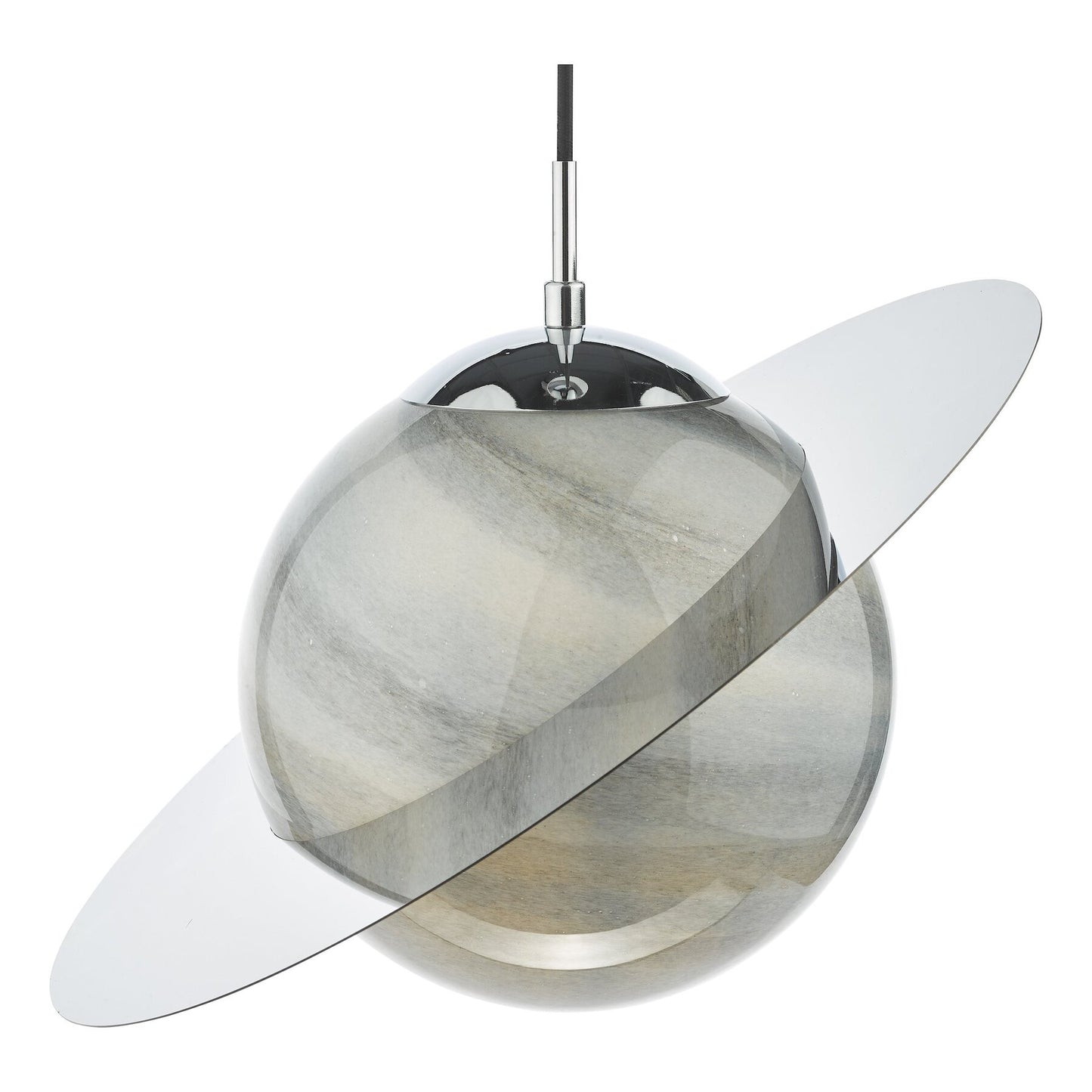 Dar Lighting Saturn Planet Style Glass & Polished Chrome Pendant