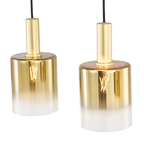 Dar Lighting Savannah 4 Light Satin Gold & Gold Ombre Glass Bar Pendant