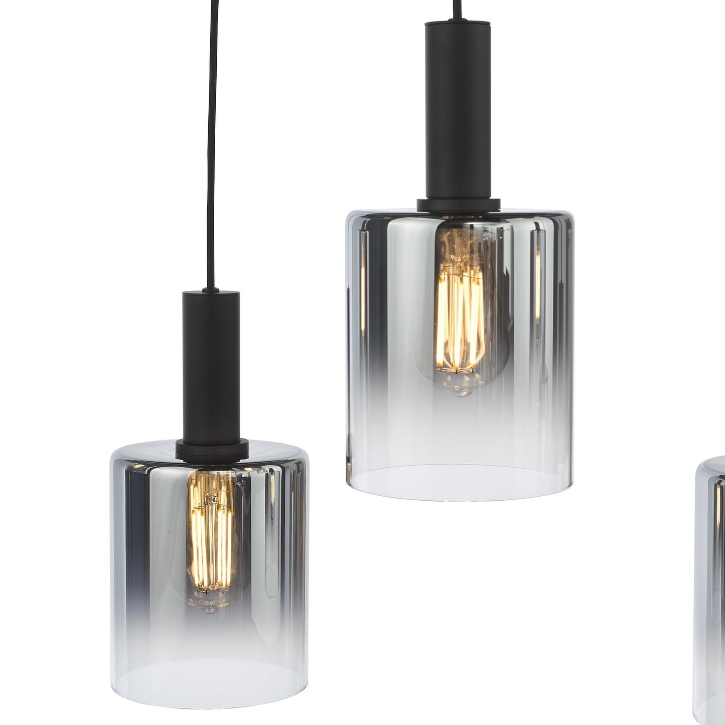 Dar Lighting Savannah 6 Light Matt Black & Smoked Glass Bar Pendant