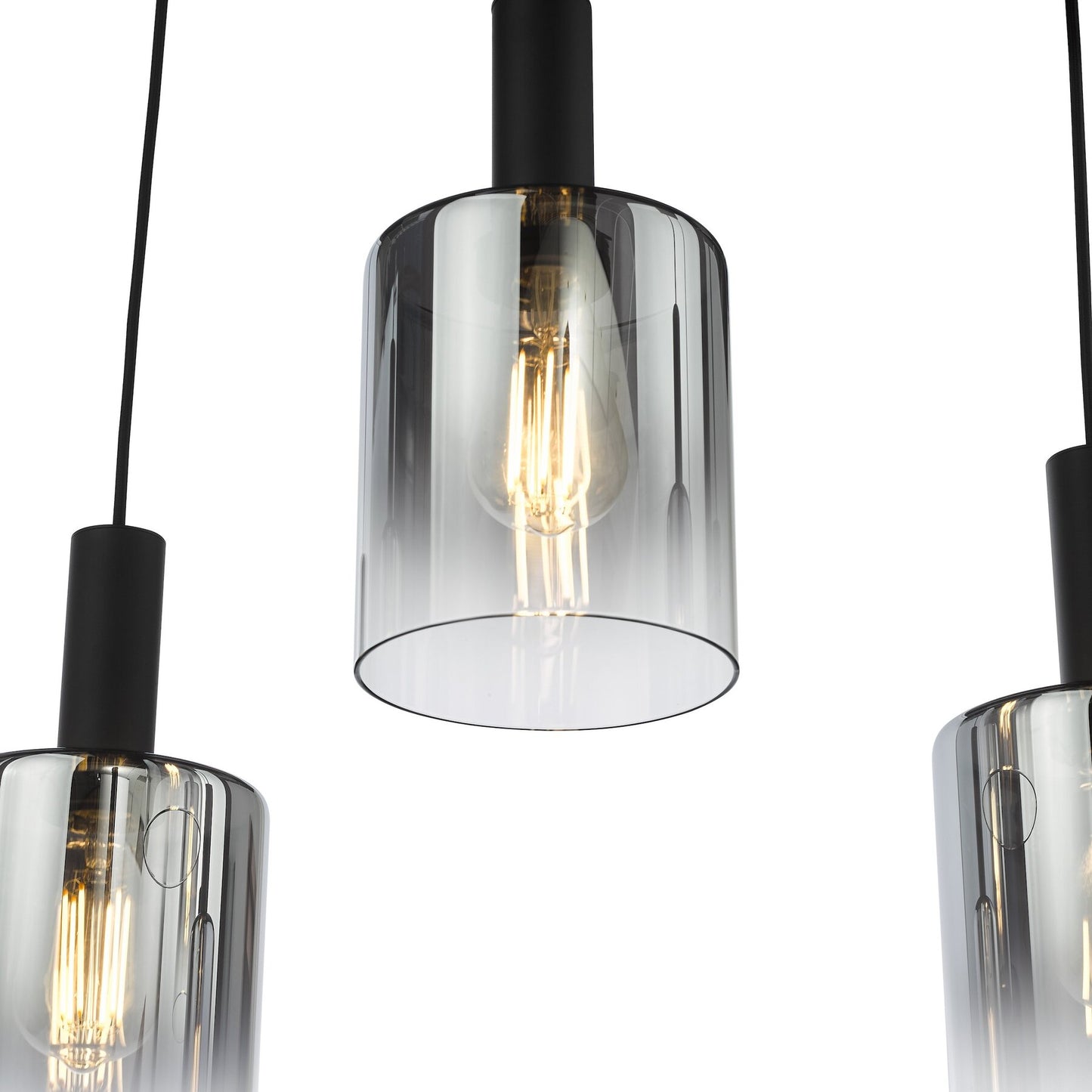 Dar Lighting Savannah 6 Light Matt Black & Smoked Glass Bar Pendant