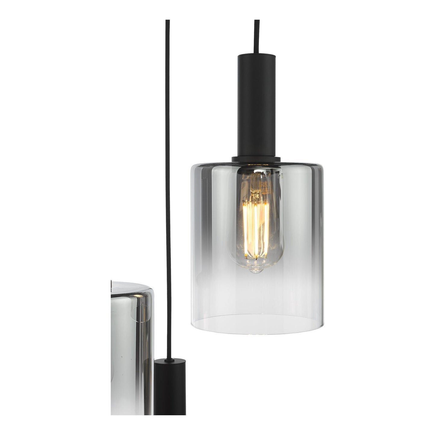 Dar Lighting Savannah 3 Light Matt Black & Smoked Glass Cluster Pendant