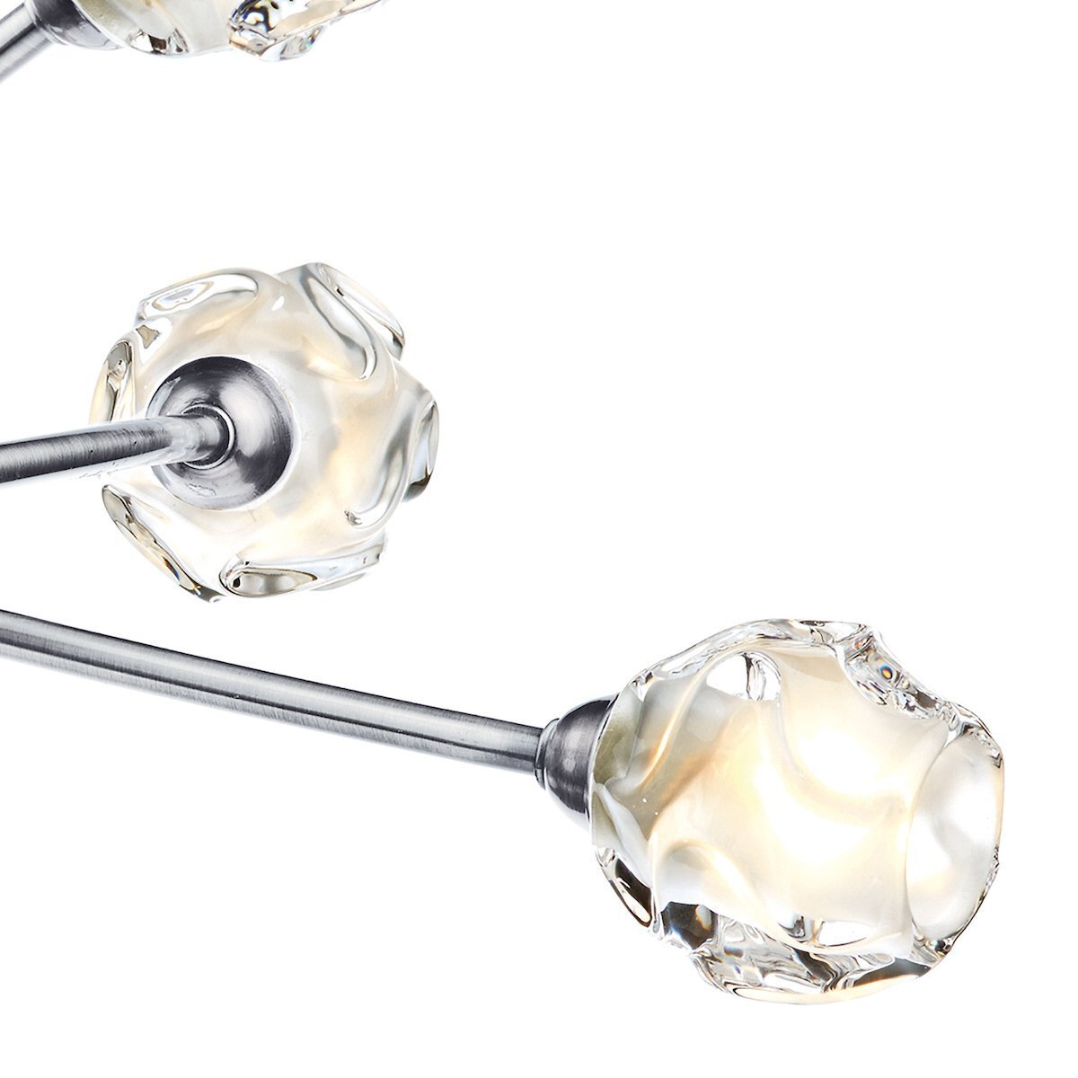 Dar Lighting Seattle 6 Light Satin Chrome & Sculptured Glass Semi Flush