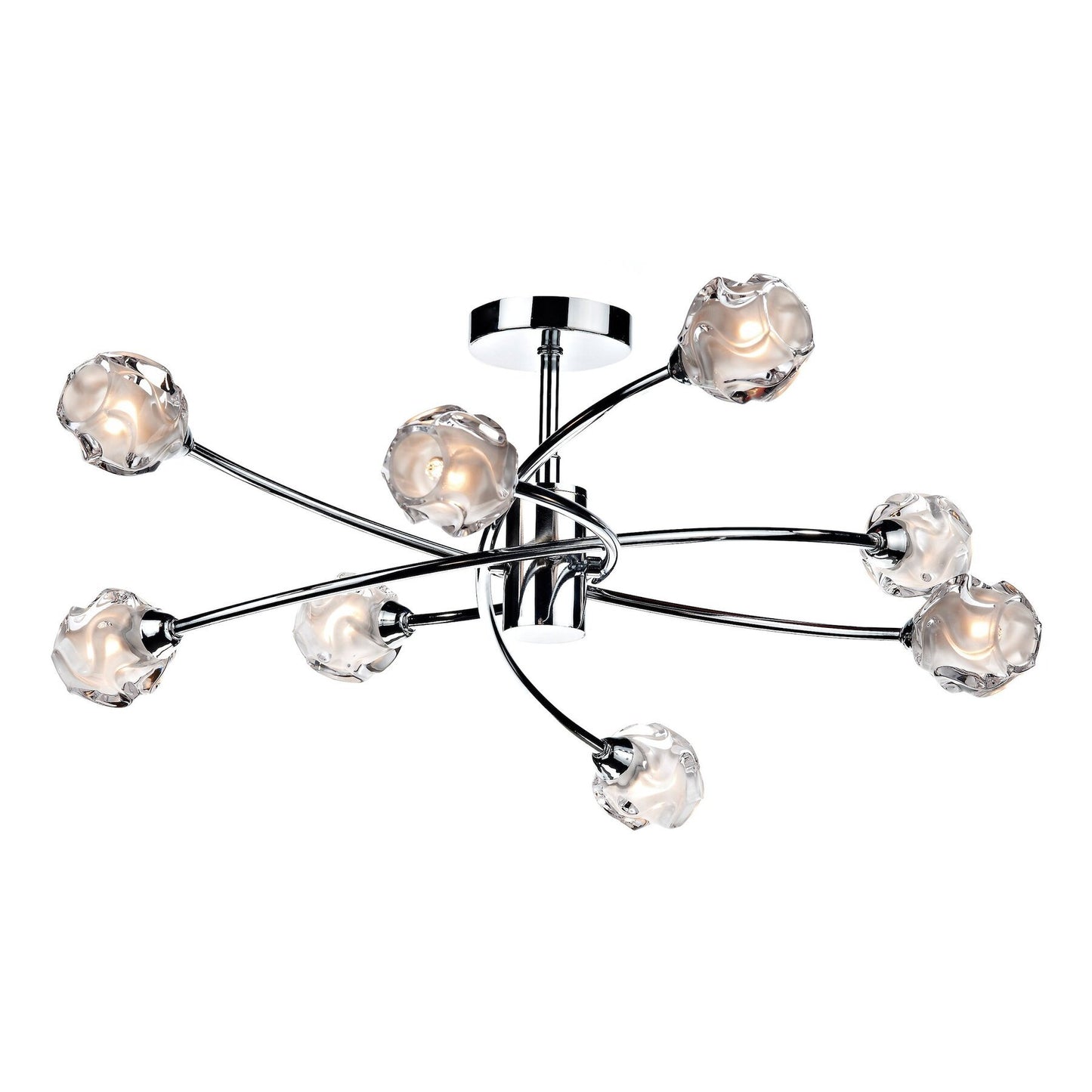 Dar Lighting Seattle 8 Light Polished Chrome & Glass Semi Flush