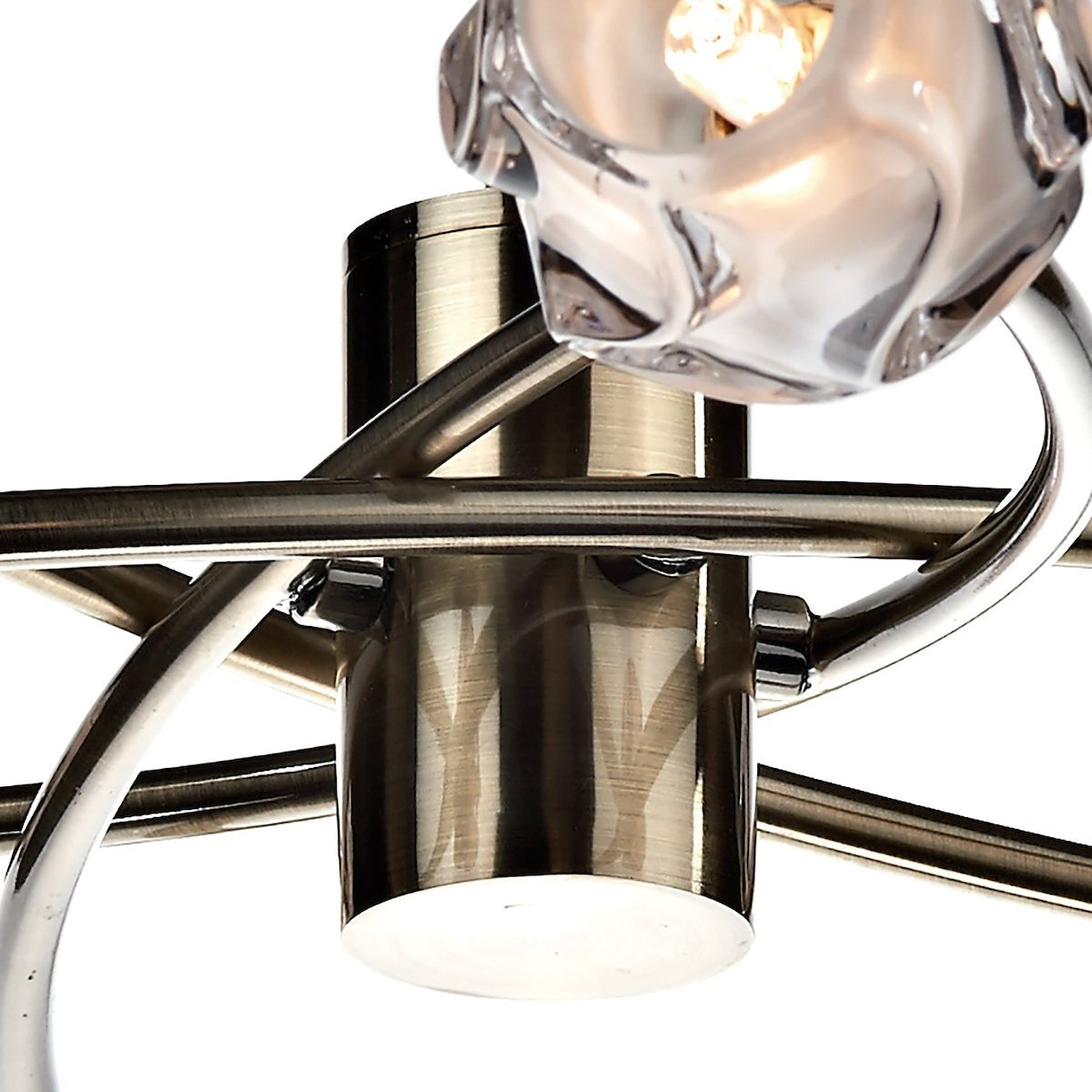 Dar Lighting Seattle 8 Light Antique Brass & Glass Semi Flush