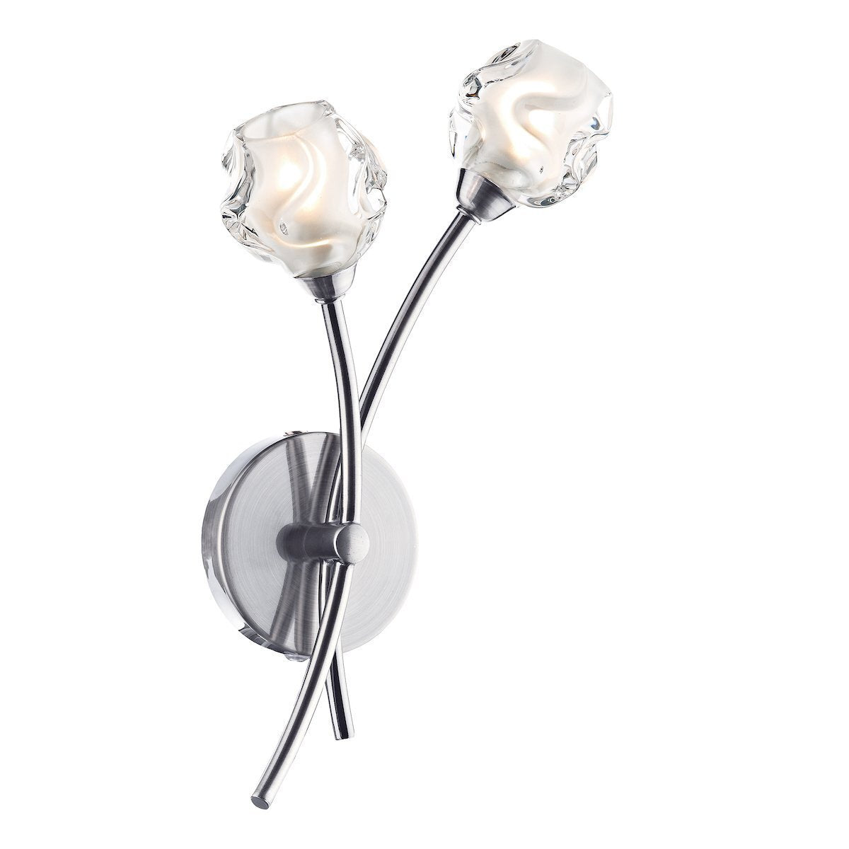 Dar Lighting Seattle 2 Light Satin Chrome & Glass Wall Light