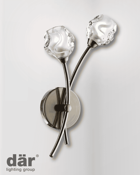 Dar Lighting Seattle 2 Light Antique Brass & Glass Wall Light