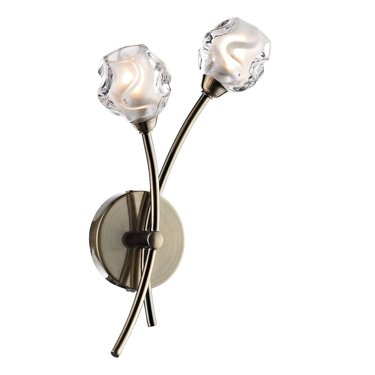 Dar Lighting Seattle 2 Light Antique Brass & Glass Wall Light