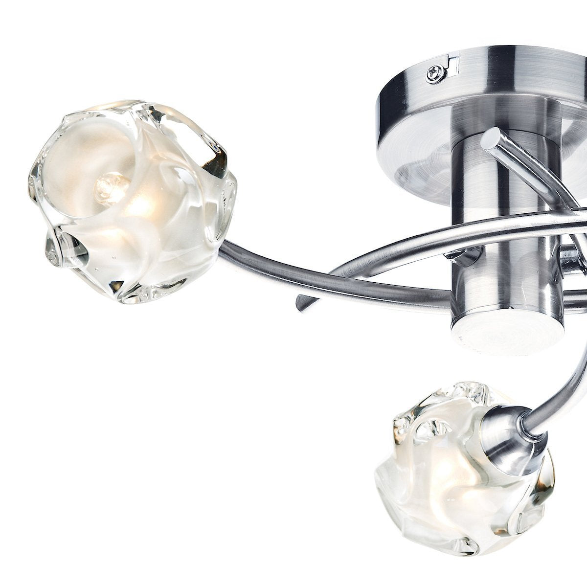 Dar Lighting Seattle 3 Light Satin Chrome & Glass Flush