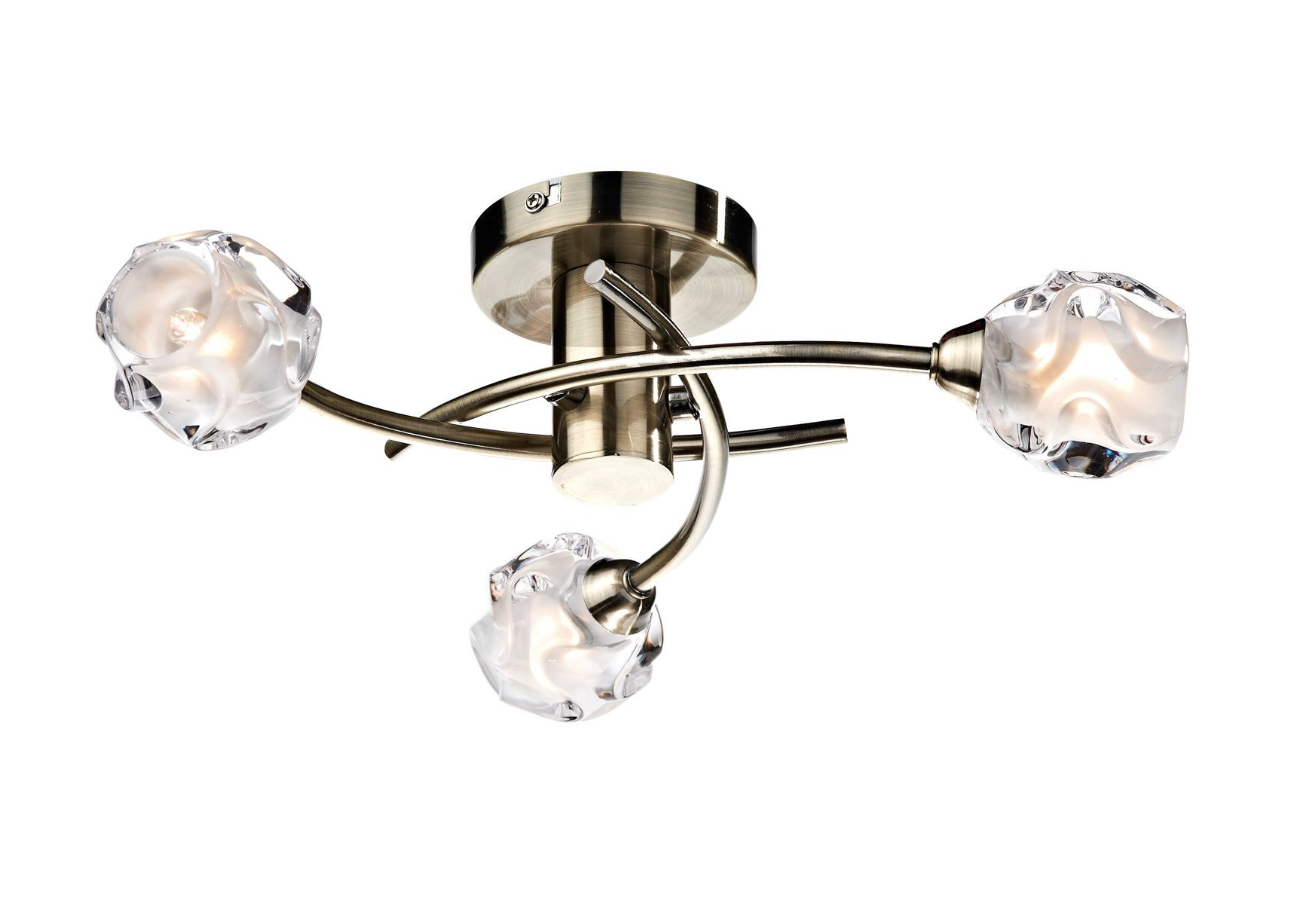 Dar Lighting Seattle 3 Light Antique Brass Semi Flush