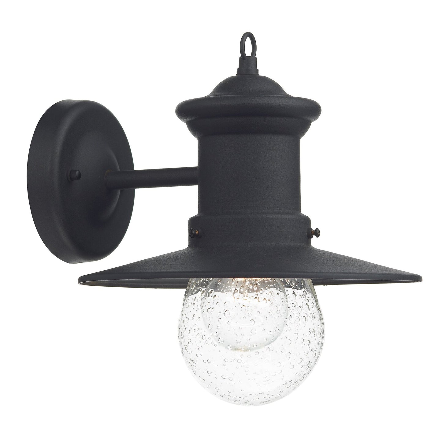 Dar Lighting Sedgewick Outdoor IP44 Black & Glass Wall Light