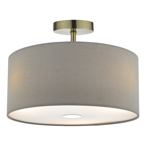 Dar Lighting Antique Brass Semi Flush Suspension