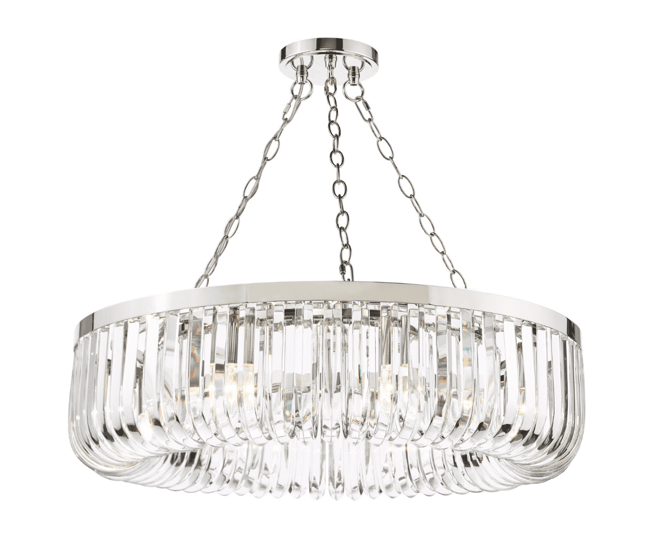 Dar Lighting Sigourney 8 Light Polished Nickel & Crystal Pendant