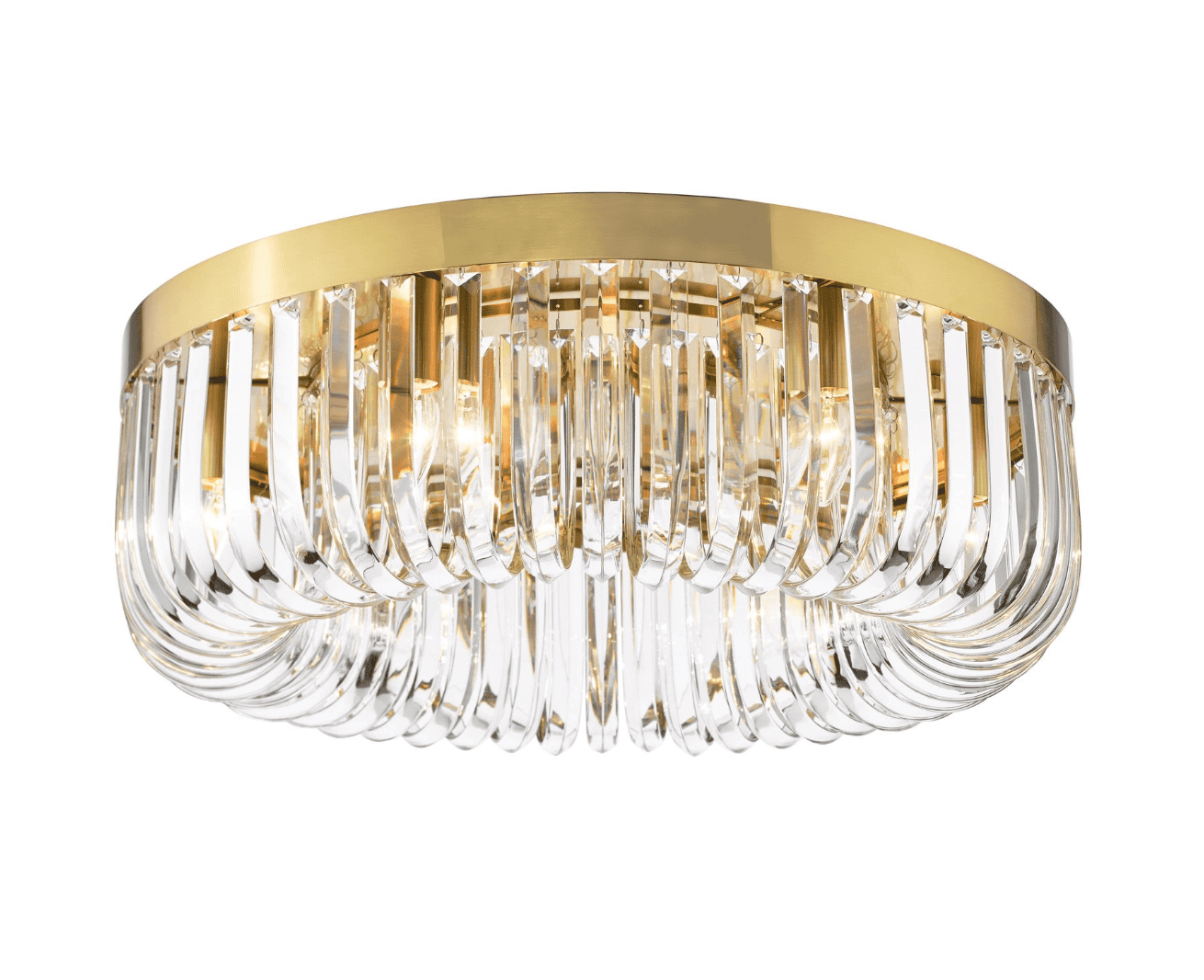 Dar Lighting Sigourney 6 Light Satin Gold & Crystal Flush