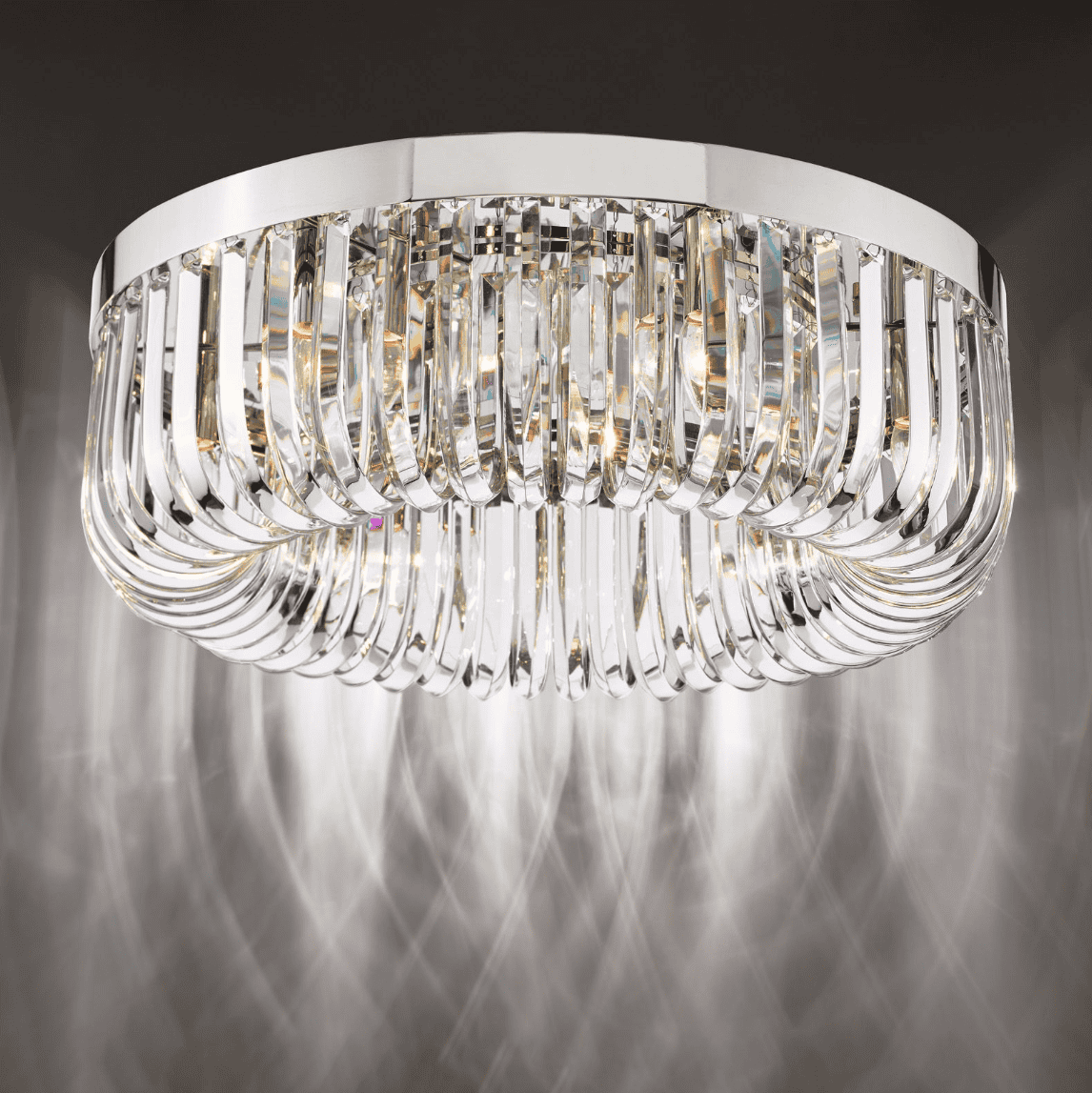 Dar Lighting Sigourney 6 Light Polished Nickel & Crystal Flush