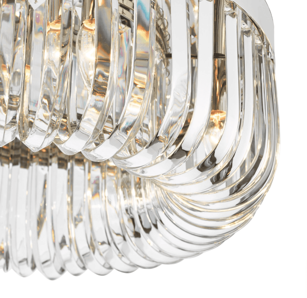 Dar Lighting Sigourney 6 Light Polished Nickel & Crystal Flush