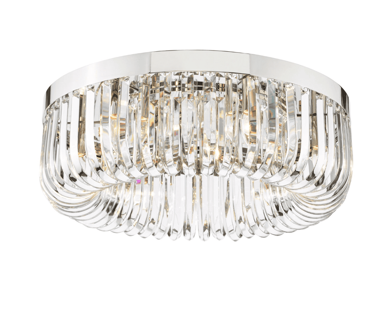 Dar Lighting Sigourney 6 Light Polished Nickel & Crystal Flush